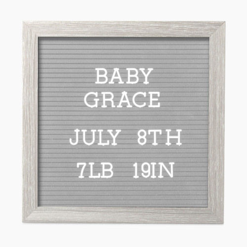 Pearhead Letterboard Set - Baby Keepsake Photo Prop - Light Gray