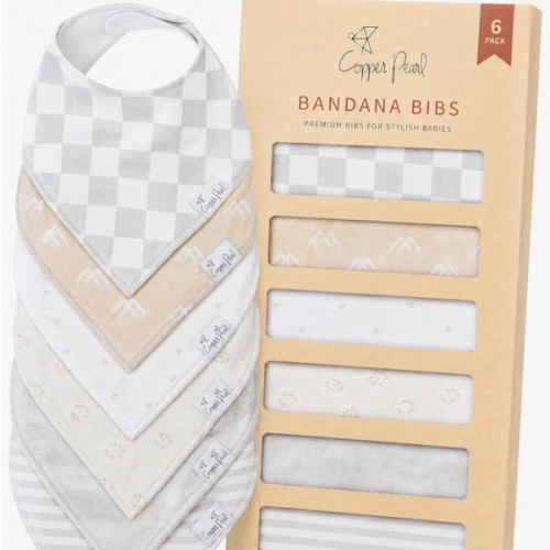 Copper Pearl Baby Bibs 4 Pack & 6 Pack, Bandana Drool Bibs for Baby Girl & Boy, Soft Cotton Bibs for Drooling and Teething