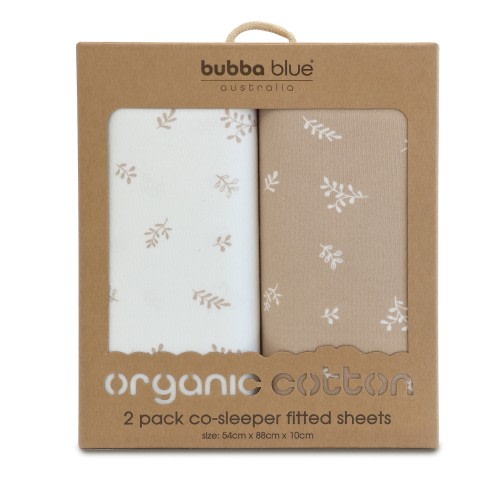 Bubba Blue Organic Bedside Sleeper Fitted Sheet 2 Pack Chestnut