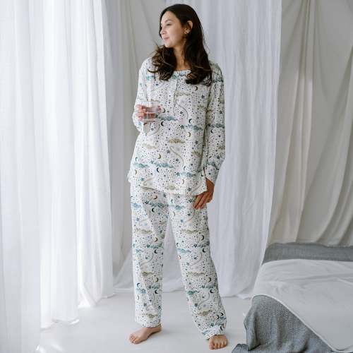 Nest Bump Long Sleeve Henley Nursing PJ Set
