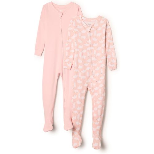 Amazon Essentials x Sofia Grainge Unisex Toddlers and Babies' Snug-Fit Cotton Footed Pajamas, Pack of 2