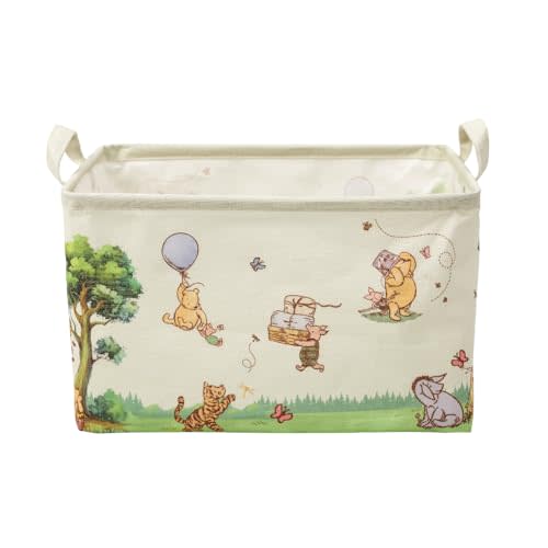 Classic Bear Nursery Storage Basket, Foldable Waterproof Canvas Storage Bin for Clothes, Blankets & Nursery Essentials, Decorative Organizer Basket with Handles