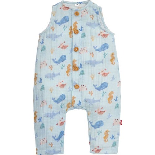 Deep Sea Jubilee Cotton Gauze Romper, 3-6M