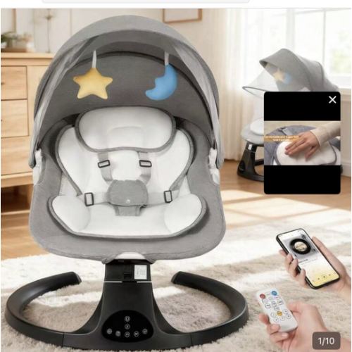 Electric Baby Swing,Baby Bouncer, Baby Swing With Bluetooth Music, 5-Speed Auto Sway & Removable Canopy For Infant Nap,Seat With 3 Adjustment Modes, 10 Soothing Lullabies, Dual Power Option Remote Control,Baby Needs,Baby Bouncer,Newborn Gift