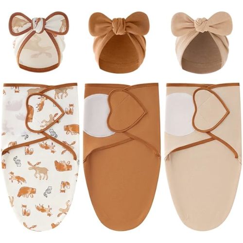 3-Pack AGrape Baby Swaddle0.5TOG 100% Cotton Nursery Swaddling Blankets for 0-3 Months Ultra-Soft & Safe Swaddle Sleep Sack for Newborns Sleeping Bags (Brown)