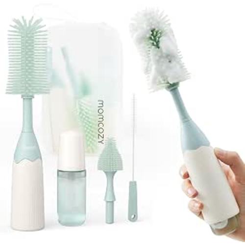 Momcozy Baby Bottle Brush Kit, Push-Press Foam Design, Green
