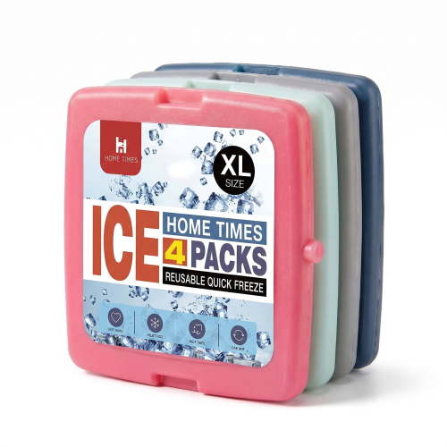 Ice Packs for Lunch Boxes & Coolers, Quick Freeze Reusable Slim Long-Lasting Space Saving Cool Packs, Multicolor, 4PCS