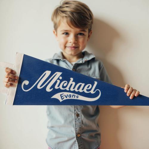 Custom Felt Name Pennant Sign, Personalized Vintage Banner Flag, Kids Room & Nursery Wall Decoration Gift