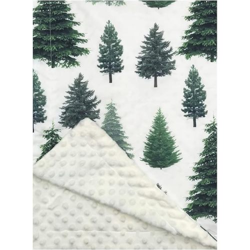 Minky Dimple Dot Blanket, Pine Trees, Reversible, Soft, All Seasons, 40 x 30 Inches, Crib, Unisex, Polyester