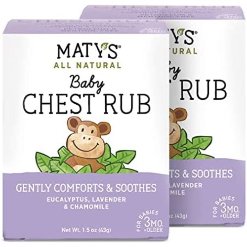 Maty's All Natural Baby Chest Rub - Petroleum Free - Made with Soothing Lavender and Chamomile, 1.5 oz - 2 Pack