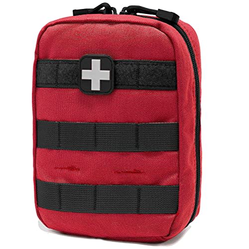 EMT Pouch MOLLE Ifak Pouch Tactical MOLLE Medical First Aid Kit Utility Pouch Carlebben (with Medical Supplies Red)
