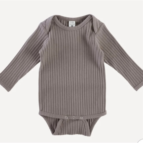 long sleeve lap neck bodysuit | brown | organic cotton wide rib