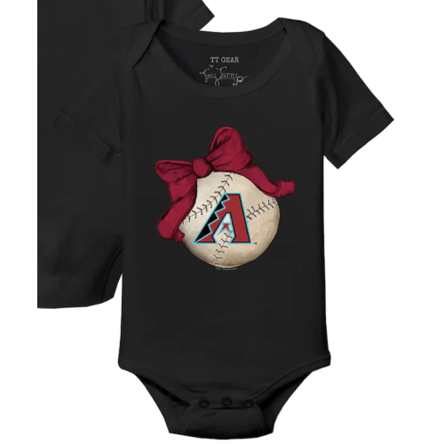 Arizona Diamondbacks Tiny Turnip Infant Baseball Bow Bodysuit - Black