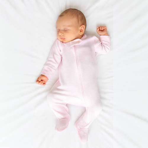 Mini Stripes Zip Footie - Pink