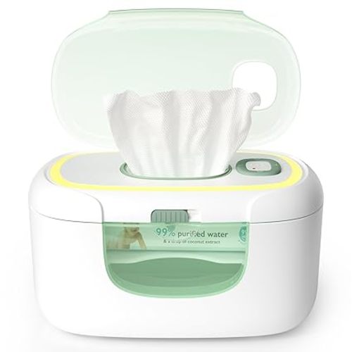 Momcozy Baby Wipe Warmer, Innovative Spring Design, Large Capacity Wipes Dispenser, Fast and Even Heating, 4 Modes of Temperature Heating Control, Diaper Wipe Warmer with Night Light