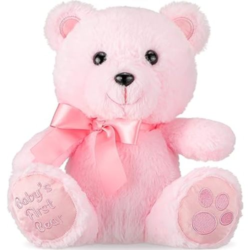 Chalyna 10 Inch Stuffed Baby's Animal First Bear Cute Doll Plush Baby Shower Party Favor Plush Toy Stuffed for Birthday Baby Shower Wedding(Pink)