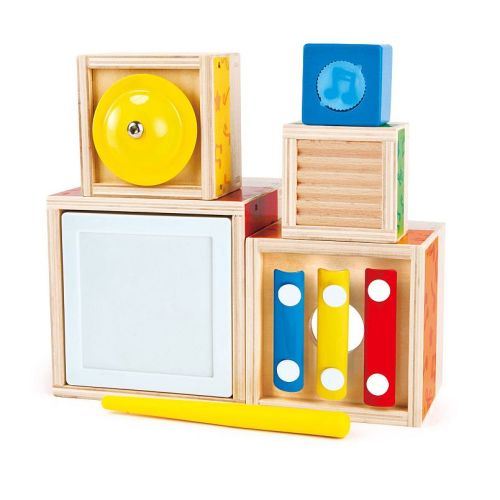 Hape Odyssey Stacking Music Colorful 6 Piece Musical Box Toy Set