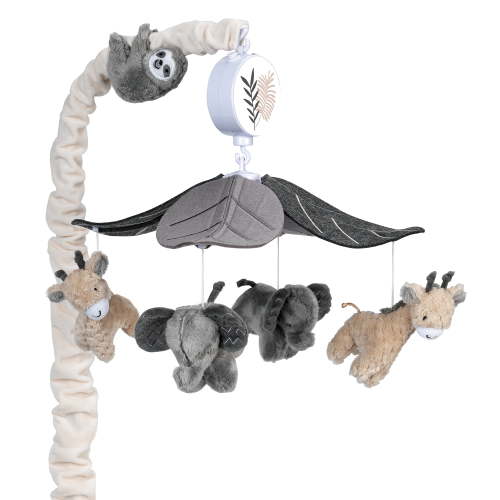 Lambs & Ivy Nursery Elephant & Giraffe Musical Crib Soother Toy in Gray/Tan