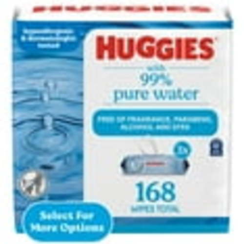 Huggies 99% Pure Water Unscented Wipes, 3 Flip-Top Packs, 168 Total Ct