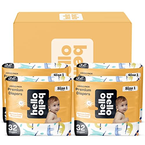 Hello Bello Premium Diapers, Size 1 (8-12 lbs) Surprise Pack for Boys - 128 Count, Hypoallergenic with Soft, Cloth-Like Feel - Assorted Boy & Gender Neutral Patterns - Surprise Boy/Gender Neutral Pattern