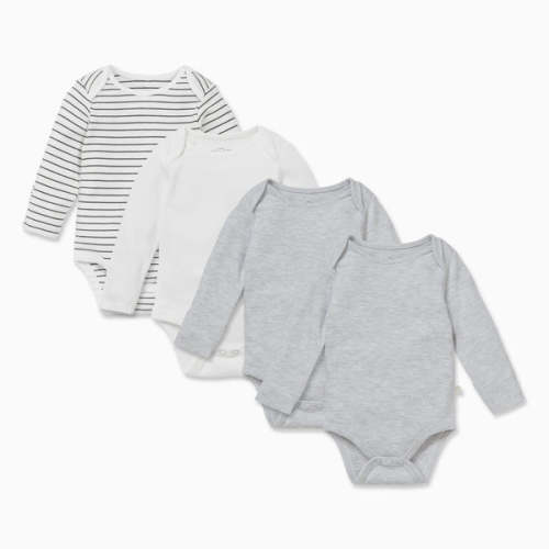 Long Sleeve Bodysuit 4 Pack Blue Stripe / 0-3 M