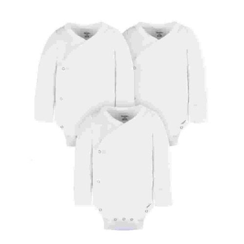 Gerber Baby Unisex Leisure White Sidesnap Cotton Bodysuit, 3-Pack, Sizes 0/3 Months-3/6 Months