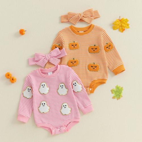 Infant Baby Girl Halloween Outfit Ghost Pumpkin Pattern Striped - TikTok Shop