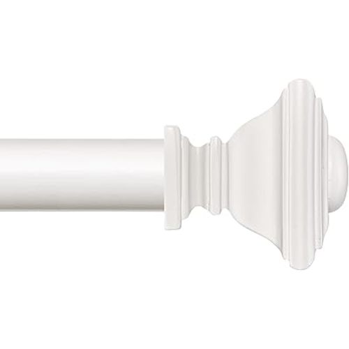 BRIOFOX white Curtain Rods for Windows 48 to 84 Inch Adjustable Length 1 Inch Diameter Heavy Duty Window Curtain Rods for Indoor Ourdoors With Classic Square Finials