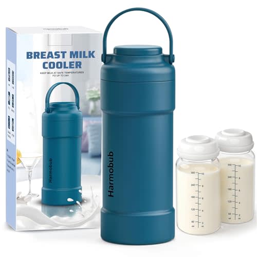 23oz Portable Breast Milk Cooler, Breastmilk Chiller for Travel, Large Capacity Cooler with 360° Cooling for 24H Safe Storage, with 2 Baby Bottles, Breastmilk Storage for Outdoor Working
