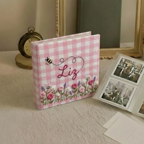 Hand Embroidered Baby Photo Album With Sleeves, Personalized Photo Album, Anniversary Gift, Baby Gift, Unique Photo Album, Baby Photo Album