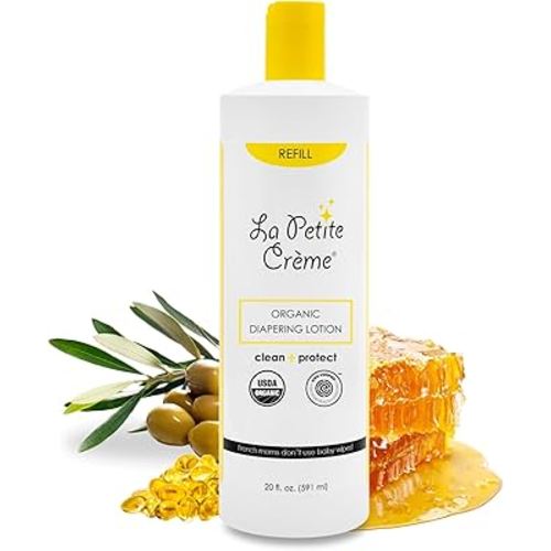 French Premium Diapering Lotion - Diaper Cream Alternative to Baby Wipes - Gentle Moisturizer & Skin Cleanser with USDA Certified Organic Ingredients - Baby Essentials (20 oz)