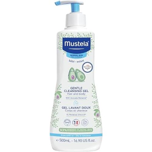 Mustela Gentle Cleansing Gel - Baby Wash for Delicate Skin and Hair - Newborn-Safe Cleanser - Made with with Natural Avocado Perseose - 1 or 2-Pack - Various Sizes