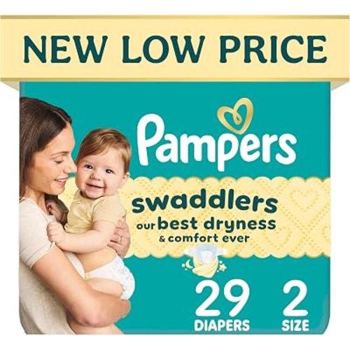 Pampers Swaddlers Diapers, Size 2 (10-22 lbs), 29 Count, Hypoallergenic, Absorbent, Keeps Baby Dry and Comfortable, Skin Safe Disposable Baby Diaper
