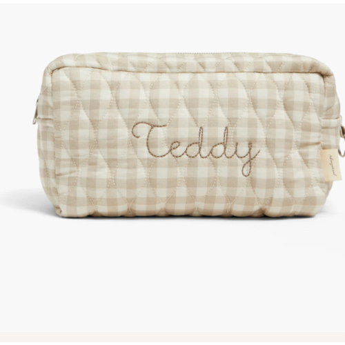 Toiletry Pouch - Beige Gingham
