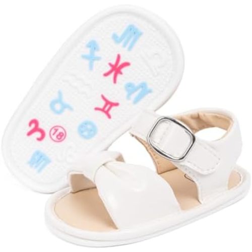 Babelvit Infant Baby Girl Boy Sandals Comfort Premium Summer Outdoor Casual Beach Shoes with Flower Bowknot Anti Slip Rubber Sole Newborn Toddler Prewalker First Walking Shoes