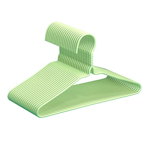 Kabudar Kids Hangers Cute Childrens Hanger Space Saving Kids Metal Hanger with Plastic Coating Baby Clothes Hanger 20 Pack (Green)