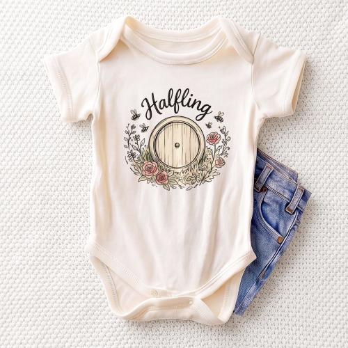 Halfling Baby Onesie - Cute Fantasy Hobbit Door Floral Bodysuit