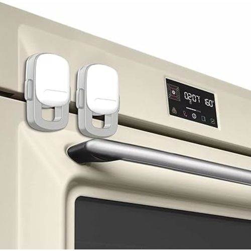 Baby Proofing Kit, Oven Door Lock Child proof Safety Product for Kitchen, Double Button, Heat-Resistant, Easy to Install (2 Pack,Grey)