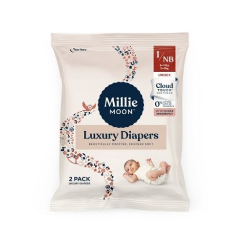 Millie Moon Disposable Diapers Sample Pack - Size 1 - 2ct