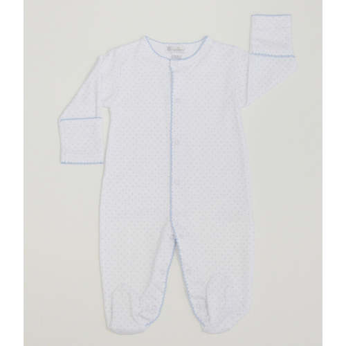 White w/ Blue Dots Footie