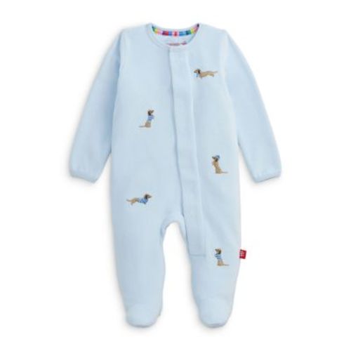 Boys Embroidery Dogs Blue Footie - Baby