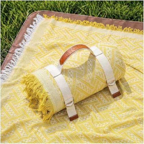 2 in 1 Extra Large Outdoor Picnic Blanket Camping Mat Lightweight Oversized Giant Turkish Boho Beach Mexican Serape Baja Cobijas Mexicanas para Mesa Park Stadium Outside Festival Grass Hammock