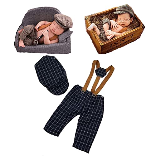 Infant Newborn Photo Outfits Props Baby Photography Crochet Romper Hat Set Monthly Boy Girl Photo Shoot Knitted Berets