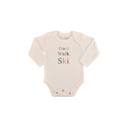Organic Baby Graphic Bodysuit | Crawl Walk Ski, Newborn