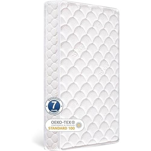Dual-Sided Crib Mattress & Toddler Mattress – 52" x 27.6" x 5",100% Knitted Fabric, Moisture Absorbent & Breathable, Fits Standard Full-Size Cribs & Toddler Beds