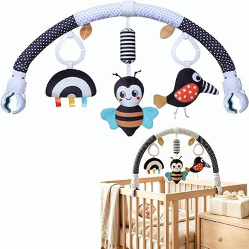 Bright Color Baby Toy Arch with Hanging Toys, Fit for Stroller, Crib, Car Seat Stimulates Infant Sensory Development & Motor Skills, Great Gift for Baby
