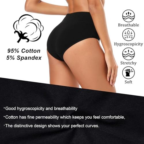 Molasus Women's Cotton Underwear High Waisted Full Coverage Ladies Panties (Regular & Plus Size)
