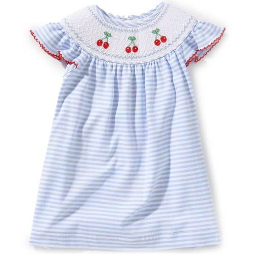 Edgehill Collection Baby Girls Stripe Smocked Cherry Dress