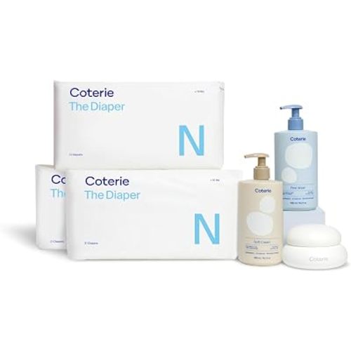 Coterie Newborn Diapers + Skin Essentials Kit (4 Piece Baby Gift Set)