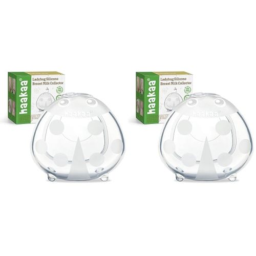 haakaa Ladybug Silicone Breast Milk Collector - Breast Shells Nursing Cup for Breastfeeding, Protect Sore Nipples, Extra-Soft and Reusable, 2.5oz/75ml, 1PC (Pack of 2)